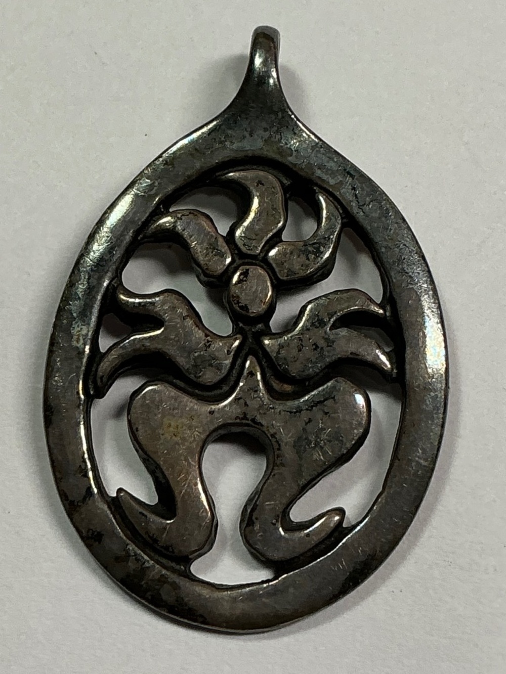 K ROBINS Sterling Silver KALI MA Mother Goddess Pendant. 1.25 inches long